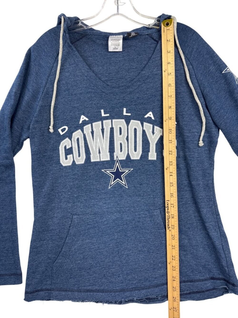 Dallas Cowboys Hoodie Women's L Blue V Neck Long Sleeve NFL Team Apparel - Picture 4 of 11